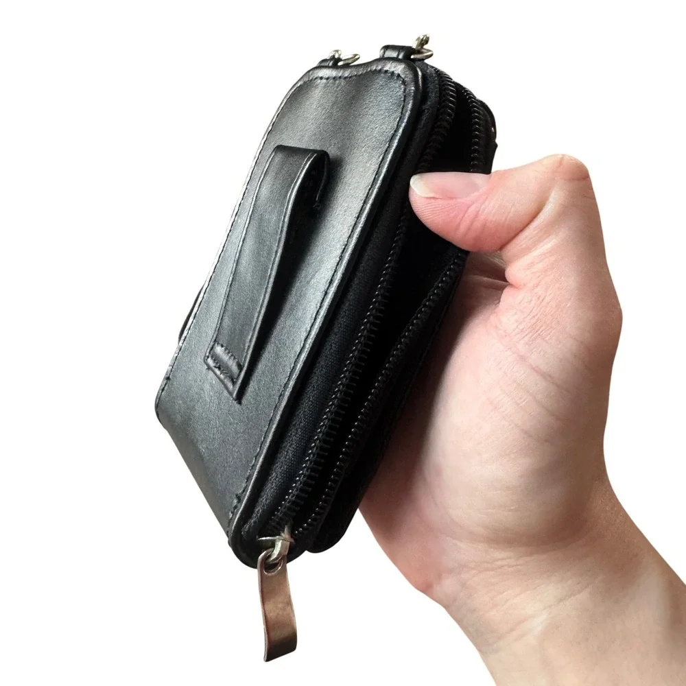 Buxton Black Leather Organizer Crossbody Wallet Purse Accordion Compartments